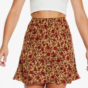 Floral High-Waisted Slip Mini Skater Skirt